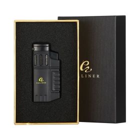 GALINER Butane Gas Lighter Cigar Cigarette Tobacco Lighter 4 Torch Jet Blue Flame Smoking Metal Luxury Cigar Lighter (Color: With Gift Box)