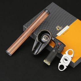 GALINER Puro Travel Ashtray Home Torch Jet Flame Cigar Lighter Smoking Accessories Tobacco Cigar Cutter Charuto Gadgets (Color: Black NO3)
