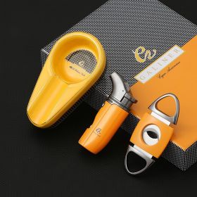 GALINER Puro Travel Ashtray Home Torch Jet Flame Cigar Lighter Smoking Accessories Tobacco Cigar Cutter Charuto Gadgets (Color: Yellow NO1)