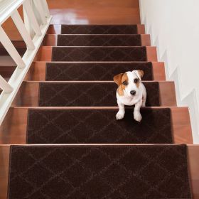Stair Treads, Stairs Carpet Non Slip 9" x 28", Indoor Stair Runner for Wooden Steps, Anti Slip Carpet Soft Edging Stair Rugs Mats for Kids Elders and (Color: Brown)