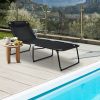 4 Position Folding Lounge Chaise with Adjustable Backrest and Footrest