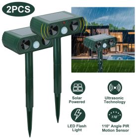 Ultrasonic Animal Repeller Solar Powered Motion Sensor Repellent IPX4 Waterproof Outdoor For Farm Garden Yard Repelling Deer Raccoon Cat Dog Rabbit S (Color: 2Pcs/Set)