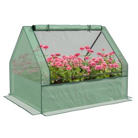 Outsunny Raised Garden Bed with Mini Greenhouse, Galvanized Outdoor Planter Box with Cover, for Herbs and Vegetables, Use for Patio, Garden, Balc (Color: as Pic)