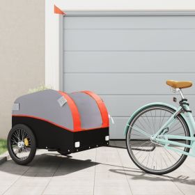 Bike Trailer Black and Orange 99.2 lb Iron (Color: Orange)