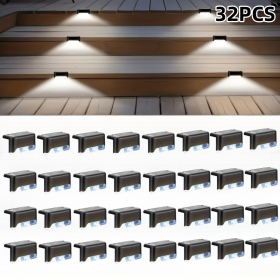 32/16 PCS Decorative Light Solar Energy Waterproof and Dustproof Light Source Sensing Suitable for Shopping Malls Guardrails Decks Stairs Gardens Cou (Color: White light-32PCS)