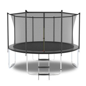 8FT Trampoline with Safety Enclosure Net, Outdoor Trampoline with Heavy Duty Jumping Mat and Spring Cover Padding for Kids and Adults (Color: as Pic)