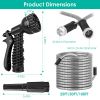 25FT/50FT/100FT Heavy Duty Stainless Steel Garden Hose Garden Watering Kit Metal Water Hose with 2 Nozzles 12 Patterns Flexible Extendable Kink Tangl
