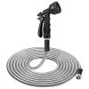 25FT/50FT/100FT Heavy Duty Stainless Steel Garden Hose Garden Watering Kit Metal Water Hose with 2 Nozzles 12 Patterns Flexible Extendable Kink Tangl