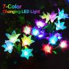 Outdoor Solar Lights, 4 Pack Solar Garden Light with Bigger Lily Flowers, Waterproof 7 Color Changing Solar Lights Outdoor - Bigger Panel for Patio Y
