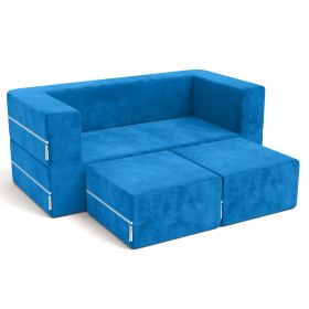 Jaxx Zipline Kids Modular Loveseat & Ottomans/Fold Out Lounger (Color: Blueberry)