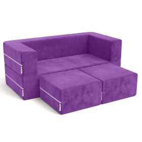 Jaxx Zipline Kids Modular Loveseat & Ottomans/Fold Out Lounger (Color: Grape)
