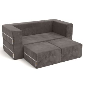 Jaxx Zipline Kids Modular Loveseat & Ottomans/Fold Out Lounger (Color: Charcoal)