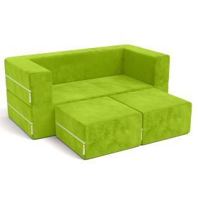 Jaxx Zipline Kids Modular Loveseat & Ottomans/Fold Out Lounger (Color: Lime)