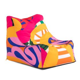 Jaxx Ponce Outdoor Bean Bag Chair  Weather Resistant Patio and Poolside Lounge Seating (Color: Zuri Multicolor Pattern)
