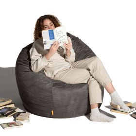 Jaxx Basics 4 Foot Large Adult Bean Bag Chair  Oversized with Filler (Color: Gray)